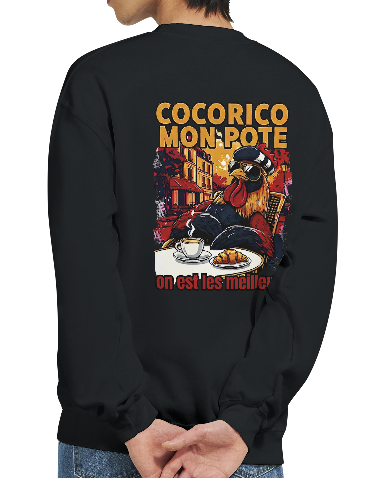 Sweatshirt Cocorico On Est Les Meilleurs für Herren, klassischer Rundhalsausschnitt | Gildan® 18000