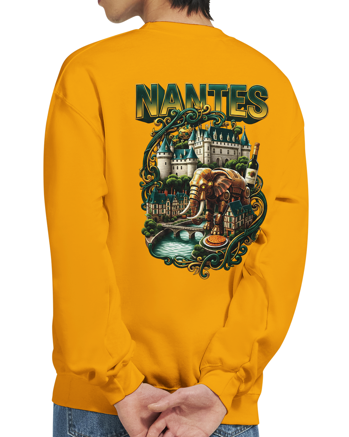 Unisex-Sweatshirt Nantes Stadt Frankreich klassisch Rundhals | Gildan® 18000
