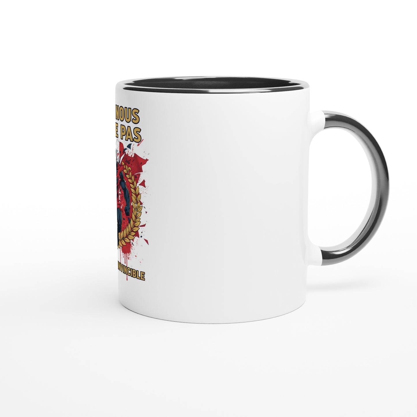 Mug en céramique on nous arrête pas  blanche 325 ml (11 oz) avec intérieur coloré