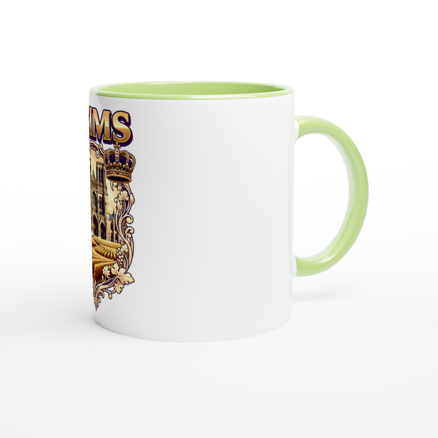 Mug en céramique Reims ville de France blanche 325 ml (11 oz) avec intérieur coloré