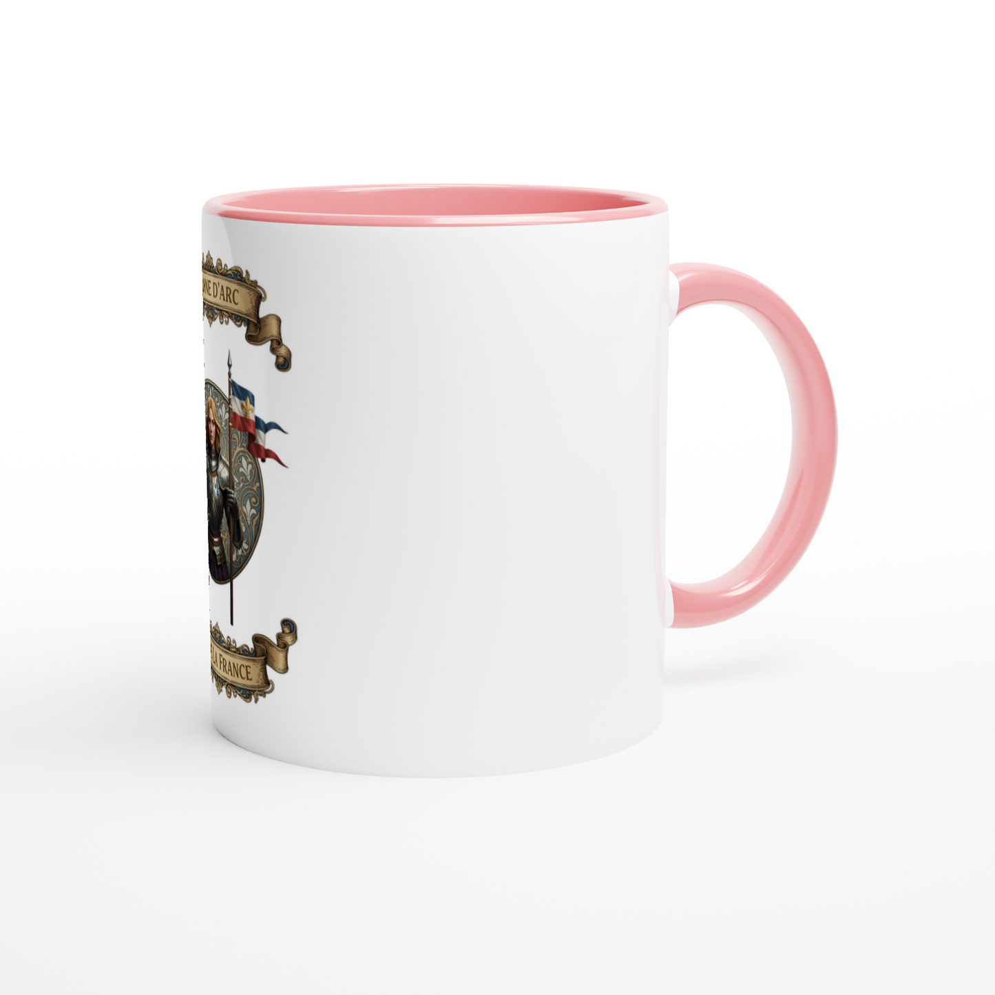 Joan of Arc 325 ml (11 oz) white ceramic mug with colored interior