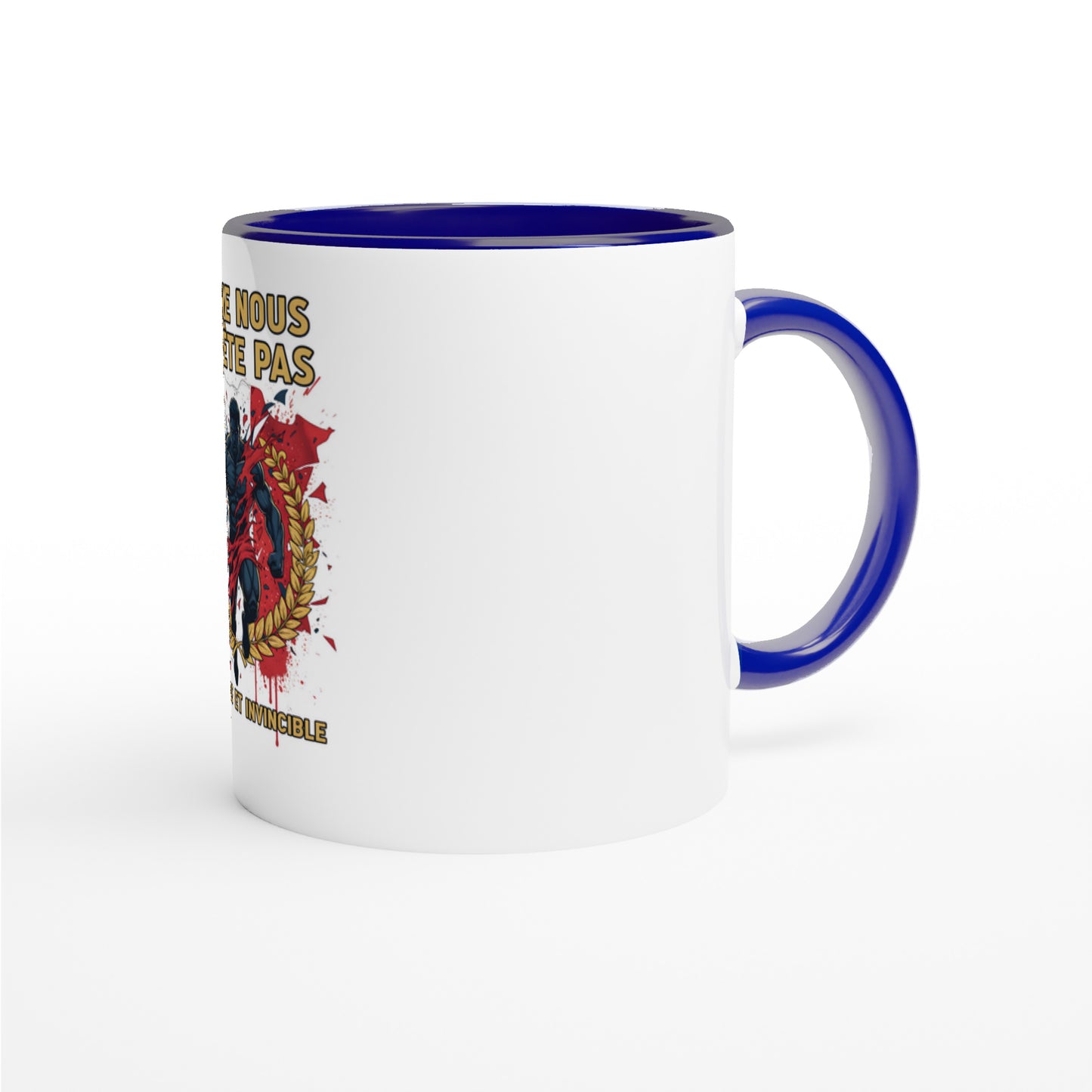 Mug en céramique on nous arrête pas  blanche 325 ml (11 oz) avec intérieur coloré