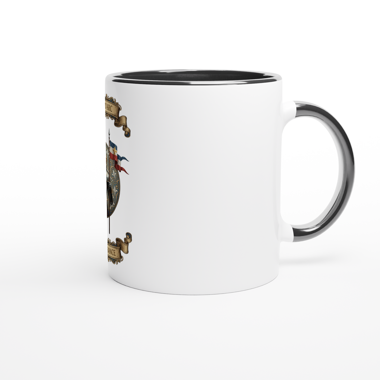 Joan of Arc 325 ml (11 oz) white ceramic mug with colored interior