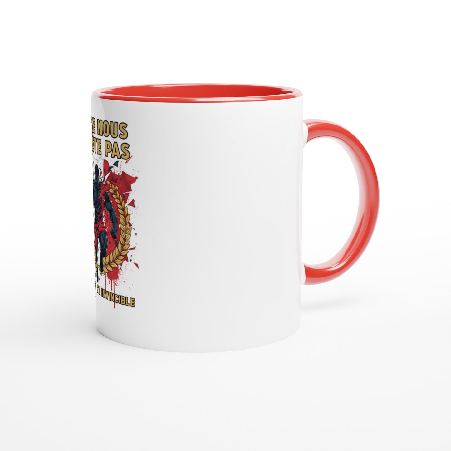 Mug en céramique on nous arrête pas  blanche 325 ml (11 oz) avec intérieur coloré