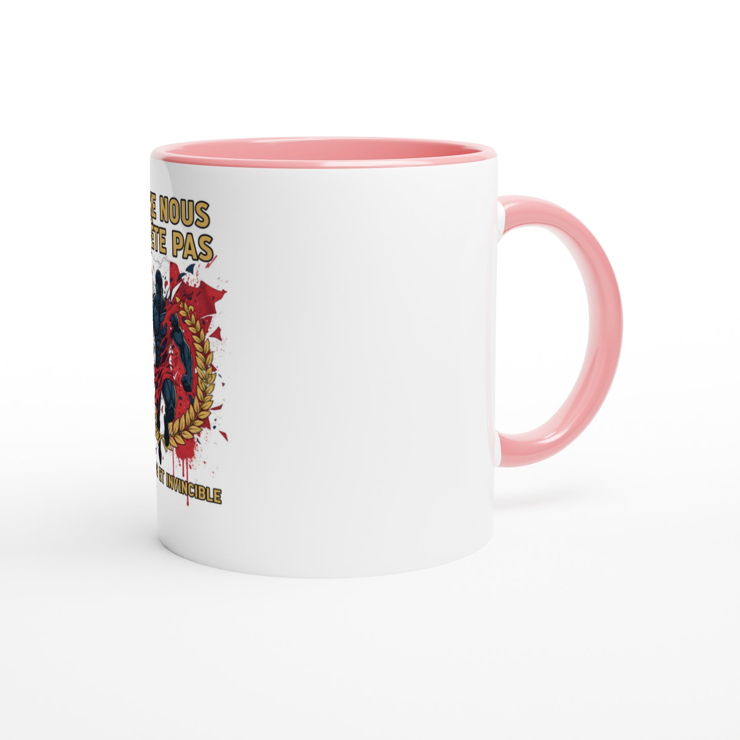Mug en céramique on nous arrête pas  blanche 325 ml (11 oz) avec intérieur coloré