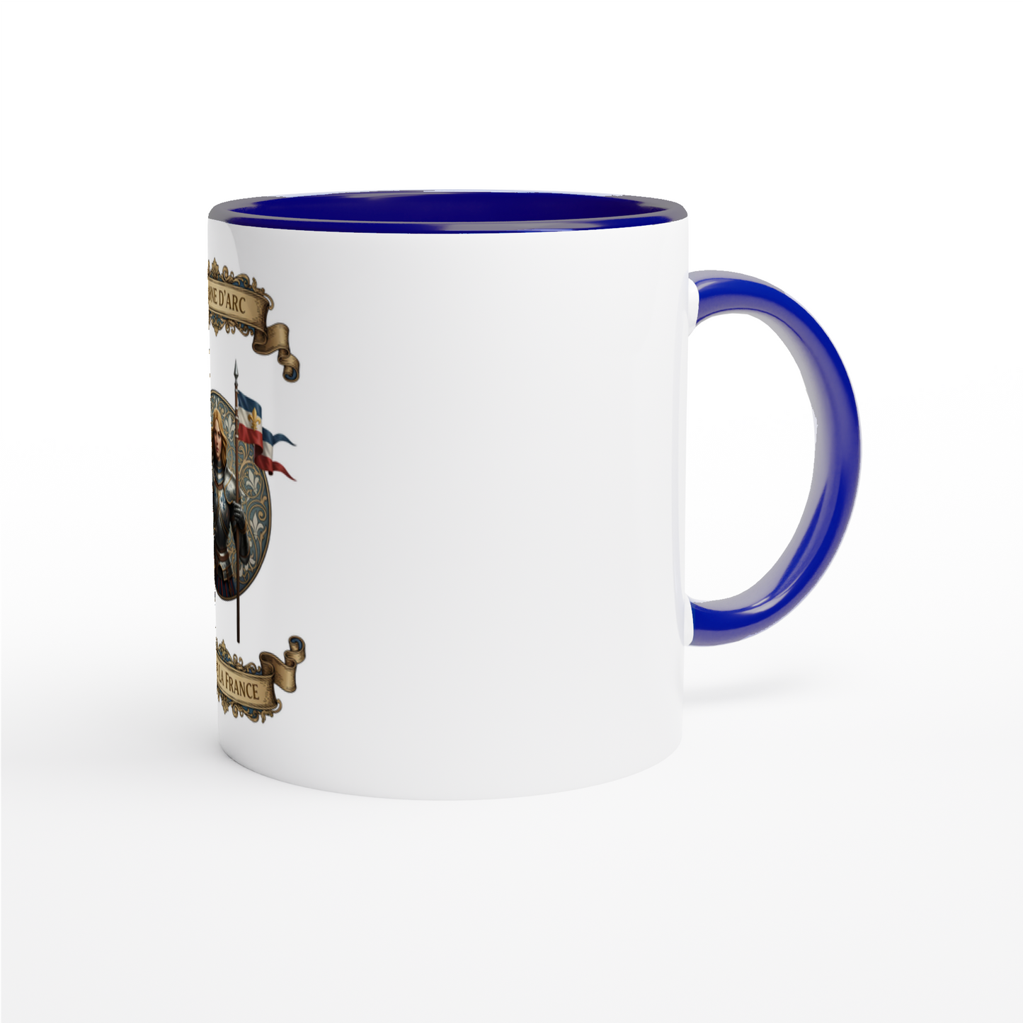 Joan of Arc 325 ml (11 oz) white ceramic mug with colored interior