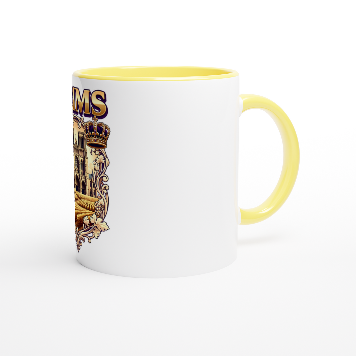 Mug en céramique Reims ville de France blanche 325 ml (11 oz) avec intérieur coloré