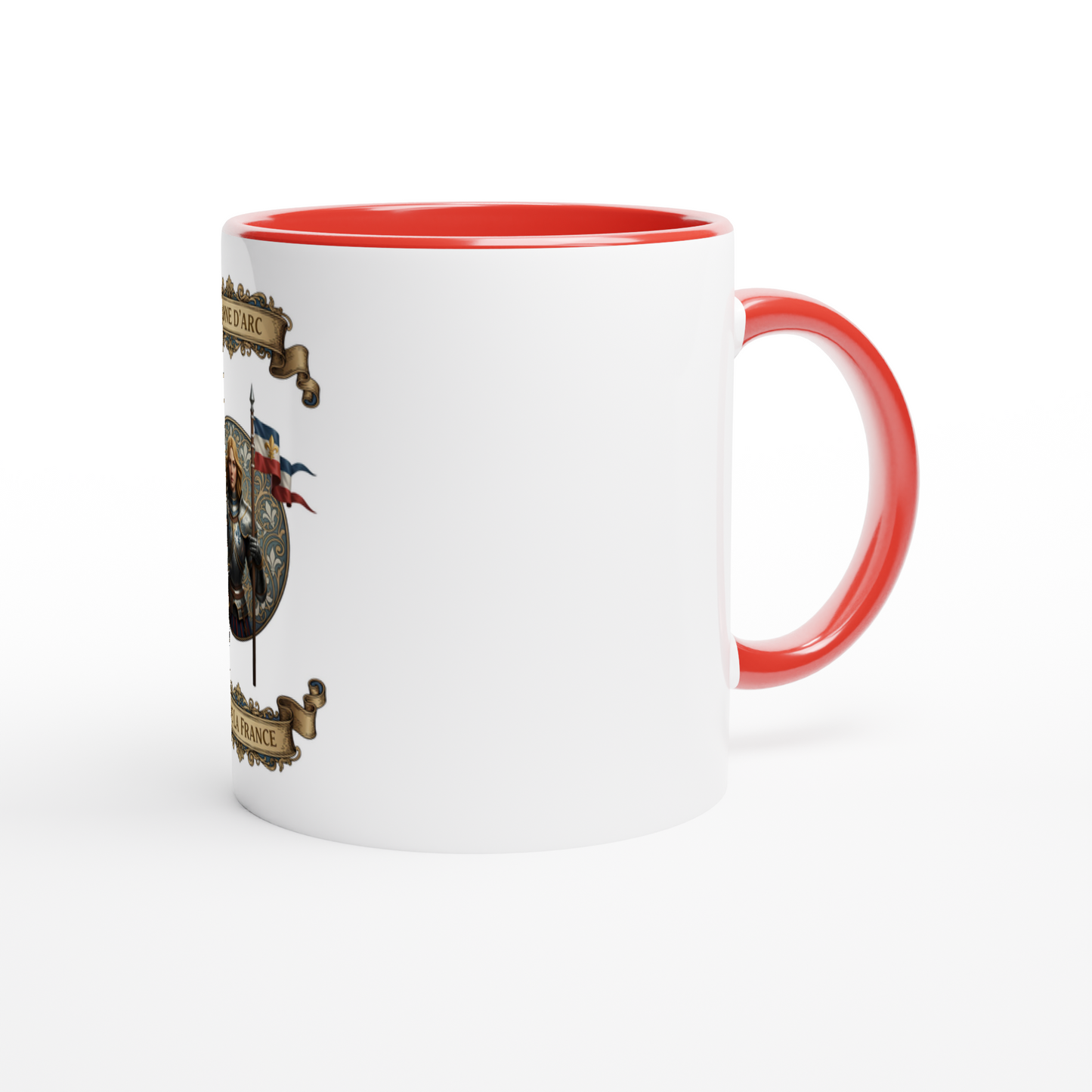 Joan of Arc 325 ml (11 oz) white ceramic mug with colored interior