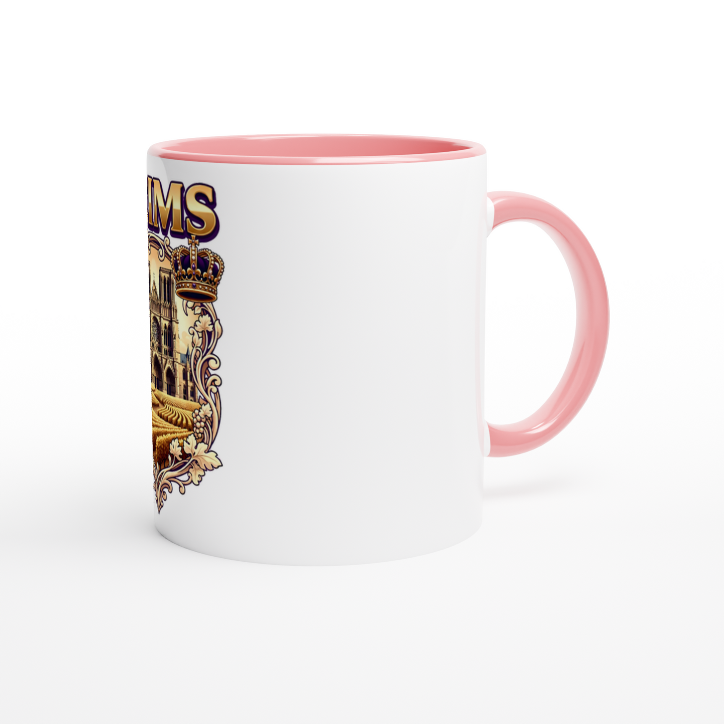 Mug en céramique Reims ville de France blanche 325 ml (11 oz) avec intérieur coloré