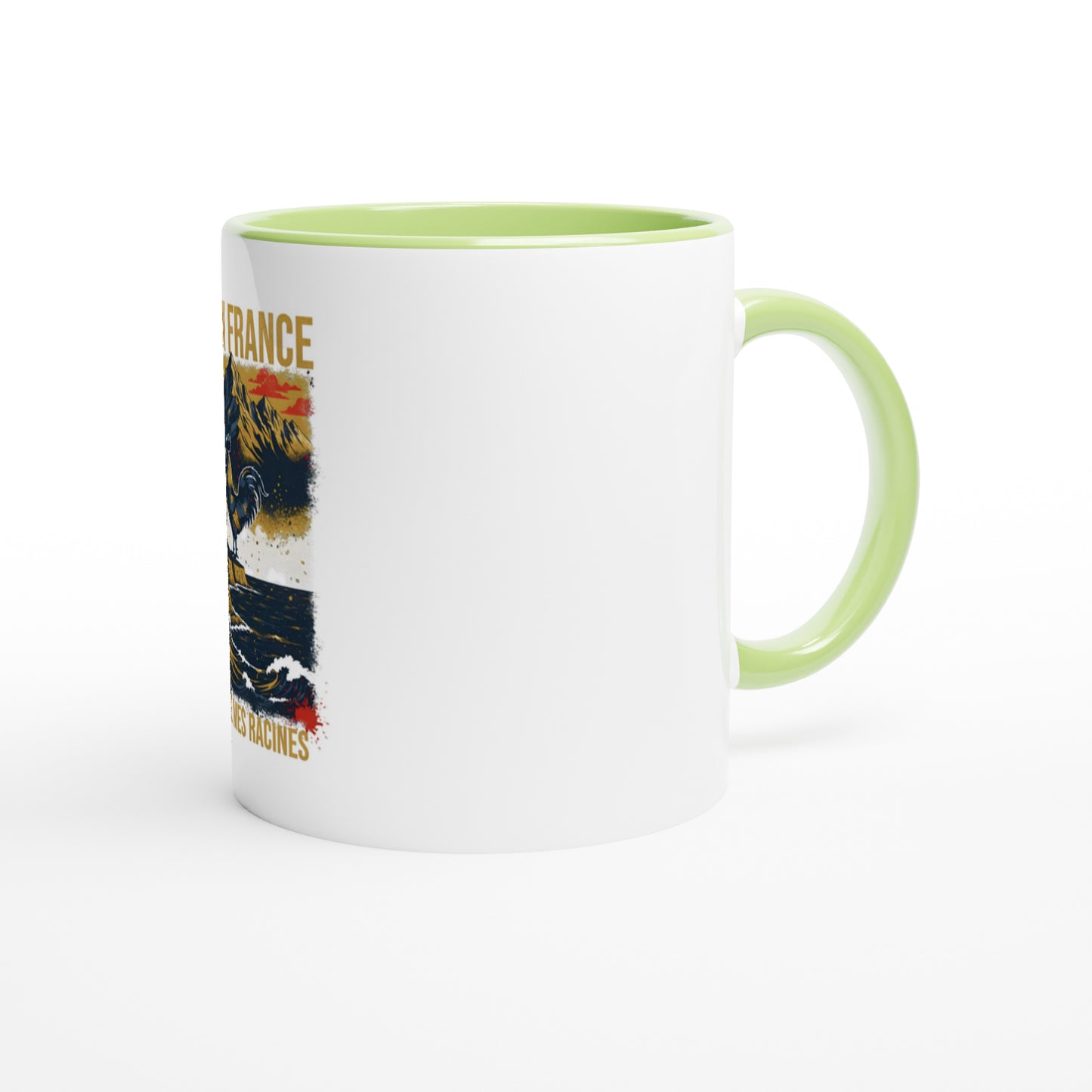Mug en céramique  né en France  blanche  325 ml (11 oz) avec intérieur coloré