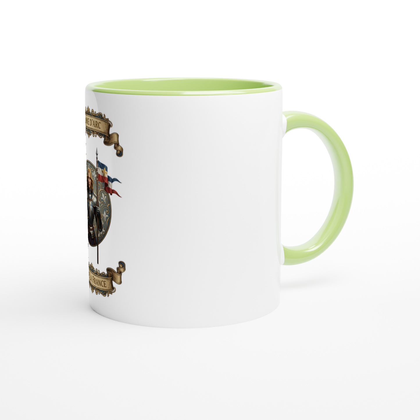 Joan of Arc 325 ml (11 oz) white ceramic mug with colored interior