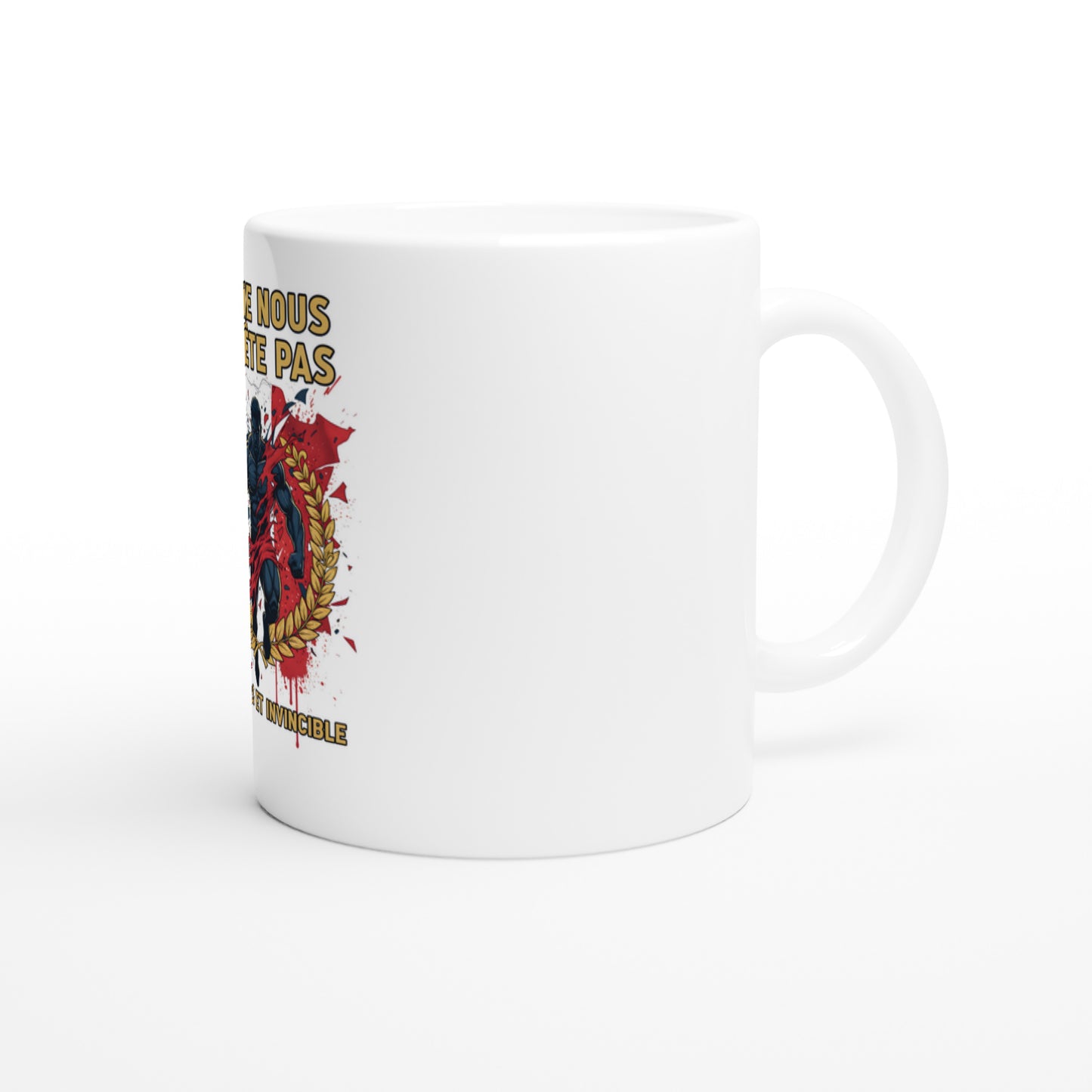 Mug en céramique on nous arrête pas  blanche 325 ml (11 oz) avec intérieur coloré