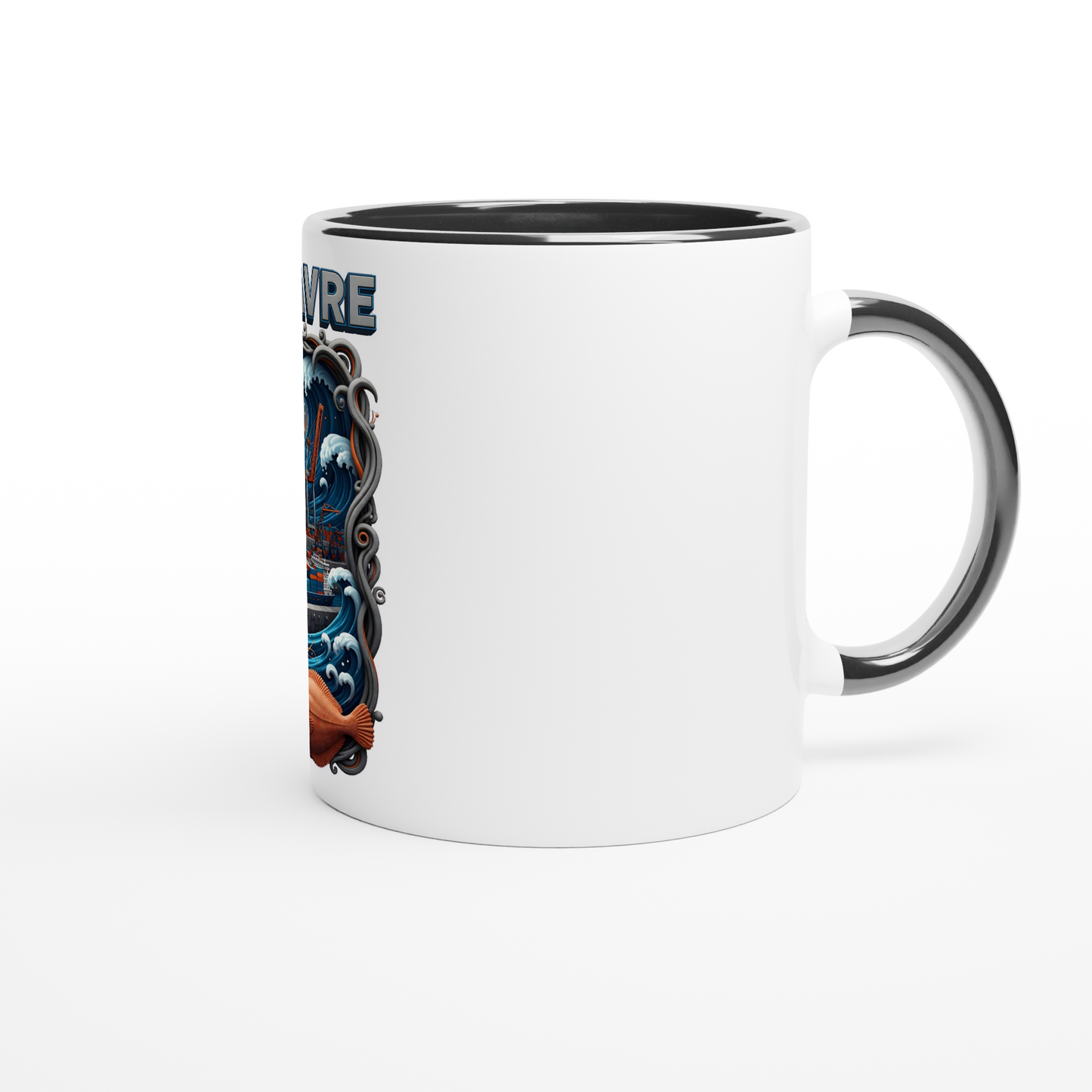 Mug en céramique blanche le Havre ville de France 325 ml (11 oz) avec intérieur coloré