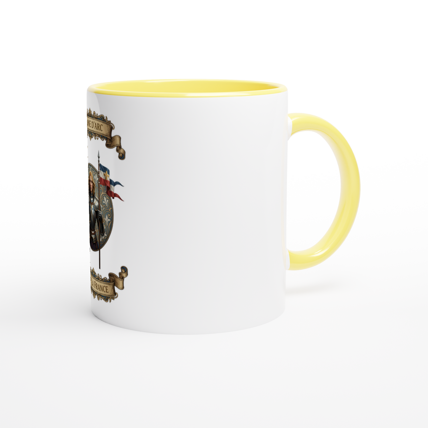 Joan of Arc 325 ml (11 oz) white ceramic mug with colored interior