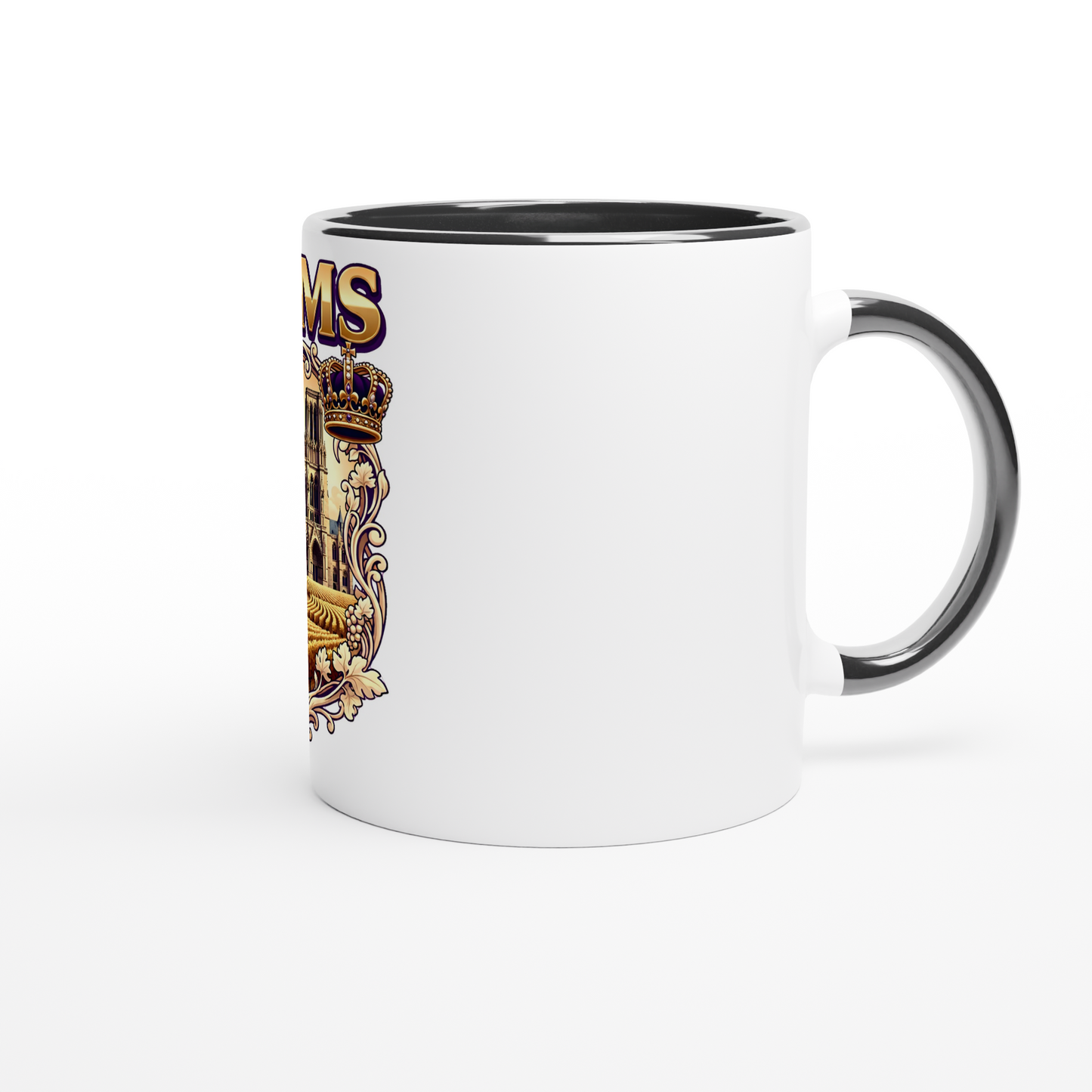 Mug en céramique Reims ville de France blanche 325 ml (11 oz) avec intérieur coloré