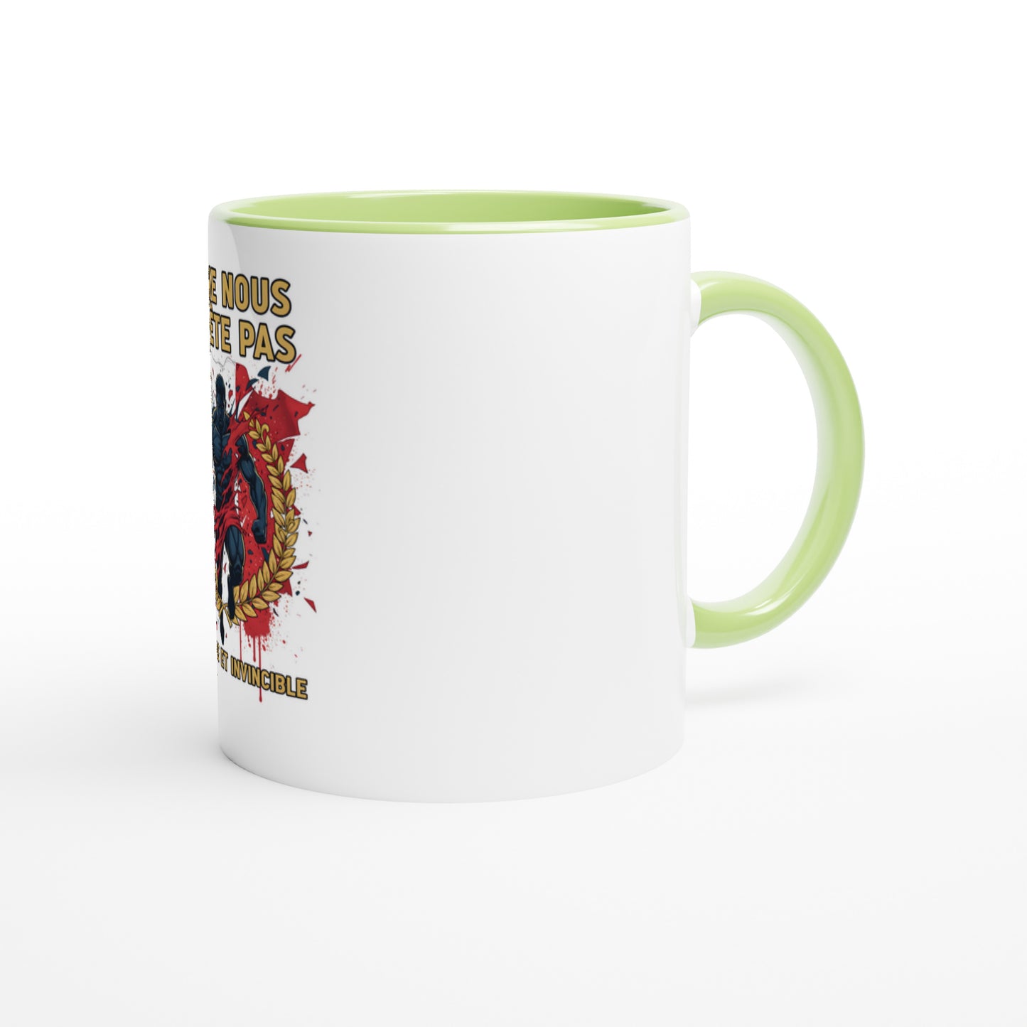 Mug en céramique on nous arrête pas  blanche 325 ml (11 oz) avec intérieur coloré