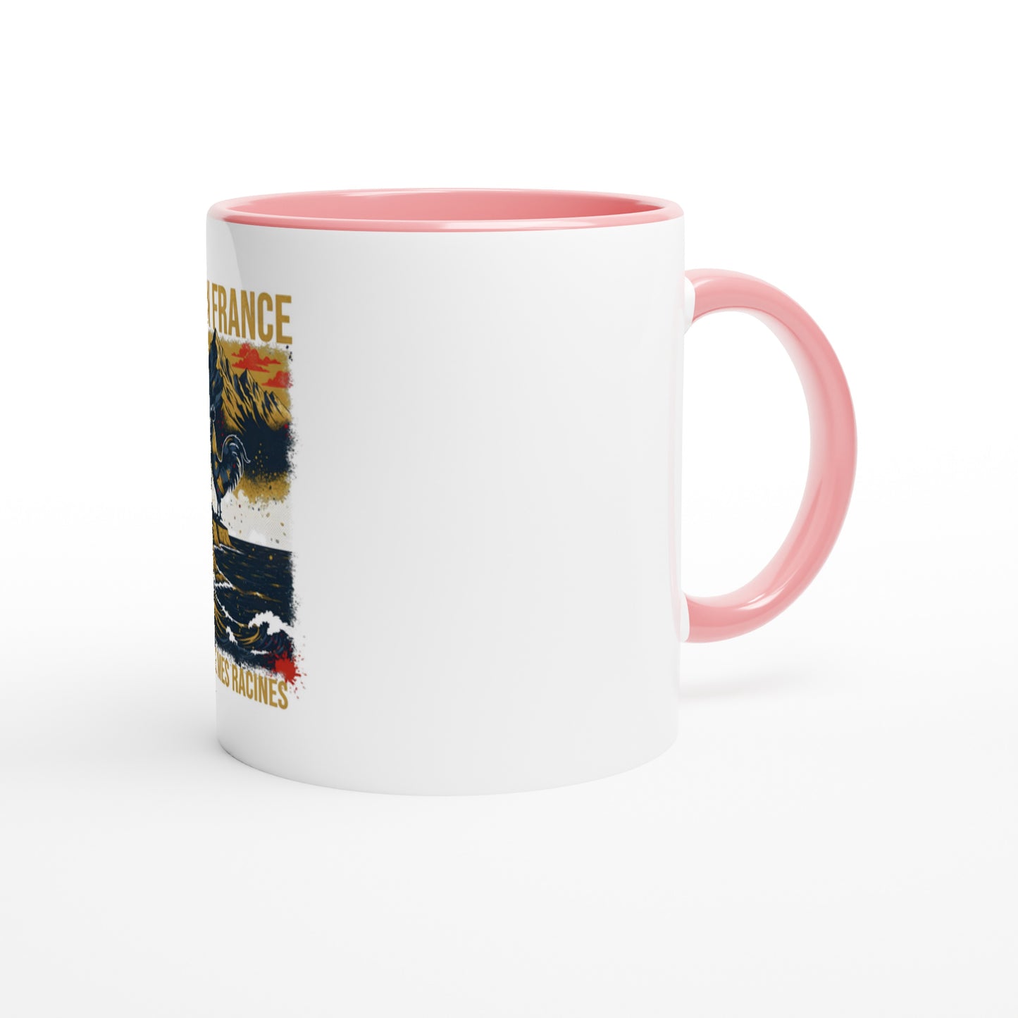 Mug en céramique  né en France  blanche  325 ml (11 oz) avec intérieur coloré