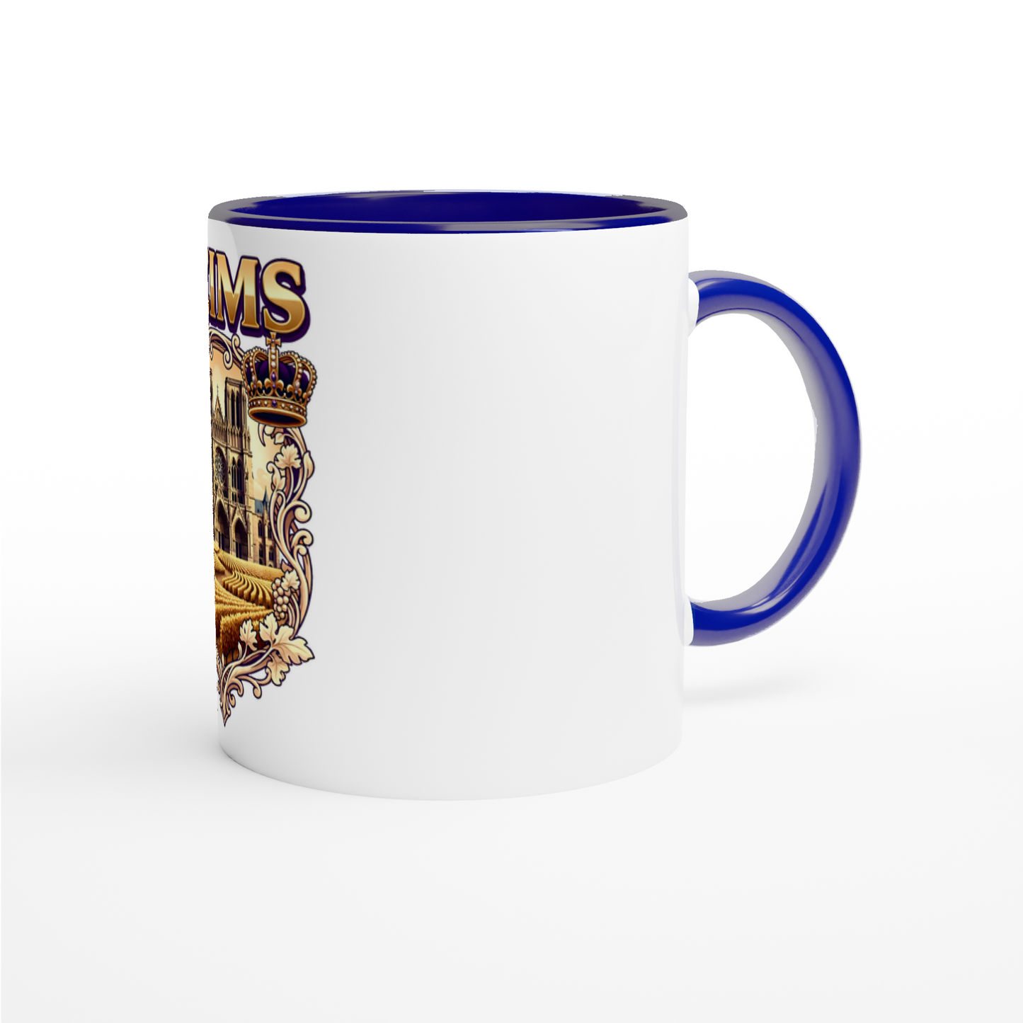 Mug en céramique Reims ville de France blanche 325 ml (11 oz) avec intérieur coloré