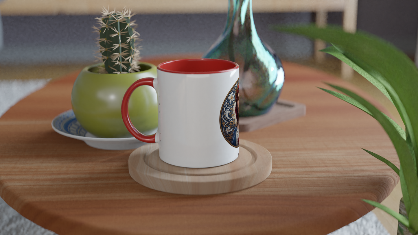 Ceramic Marianne White Mug, 325 ml (11 oz), with colored interior