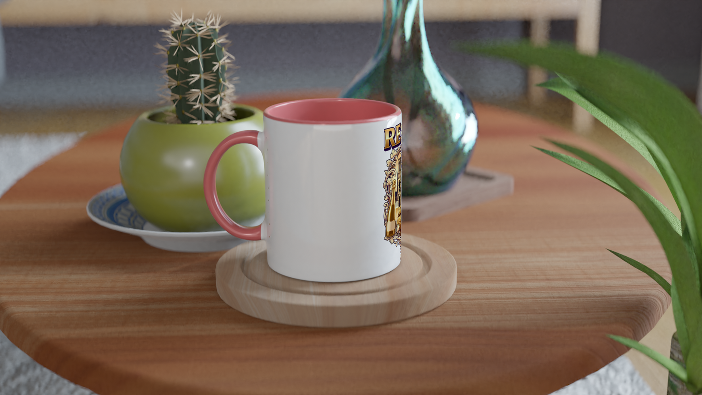 Mug en céramique Reims ville de France blanche 325 ml (11 oz) avec intérieur coloré