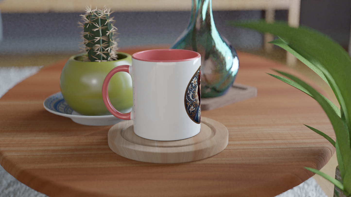 Ceramic Marianne White Mug, 325 ml (11 oz), with colored interior