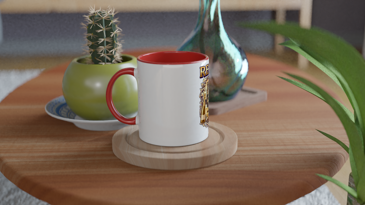 Mug en céramique Reims ville de France blanche 325 ml (11 oz) avec intérieur coloré