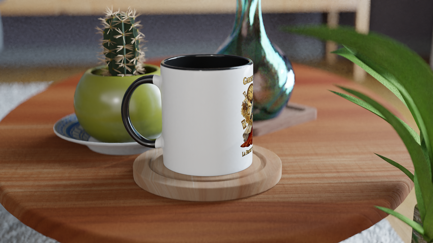 Mug en céramique blanche gardienne du temps  325 ml (11 oz) avec intérieur coloré