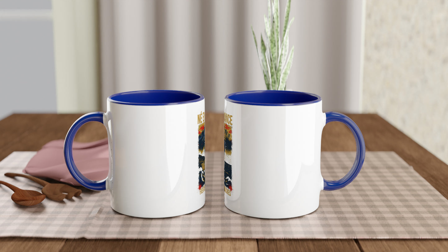 Mug en céramique  né en France  blanche  325 ml (11 oz) avec intérieur coloré