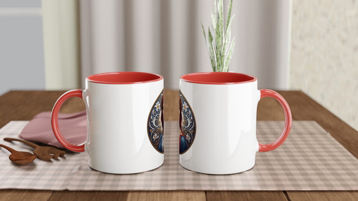 Ceramic Marianne White Mug, 325 ml (11 oz), with colored interior