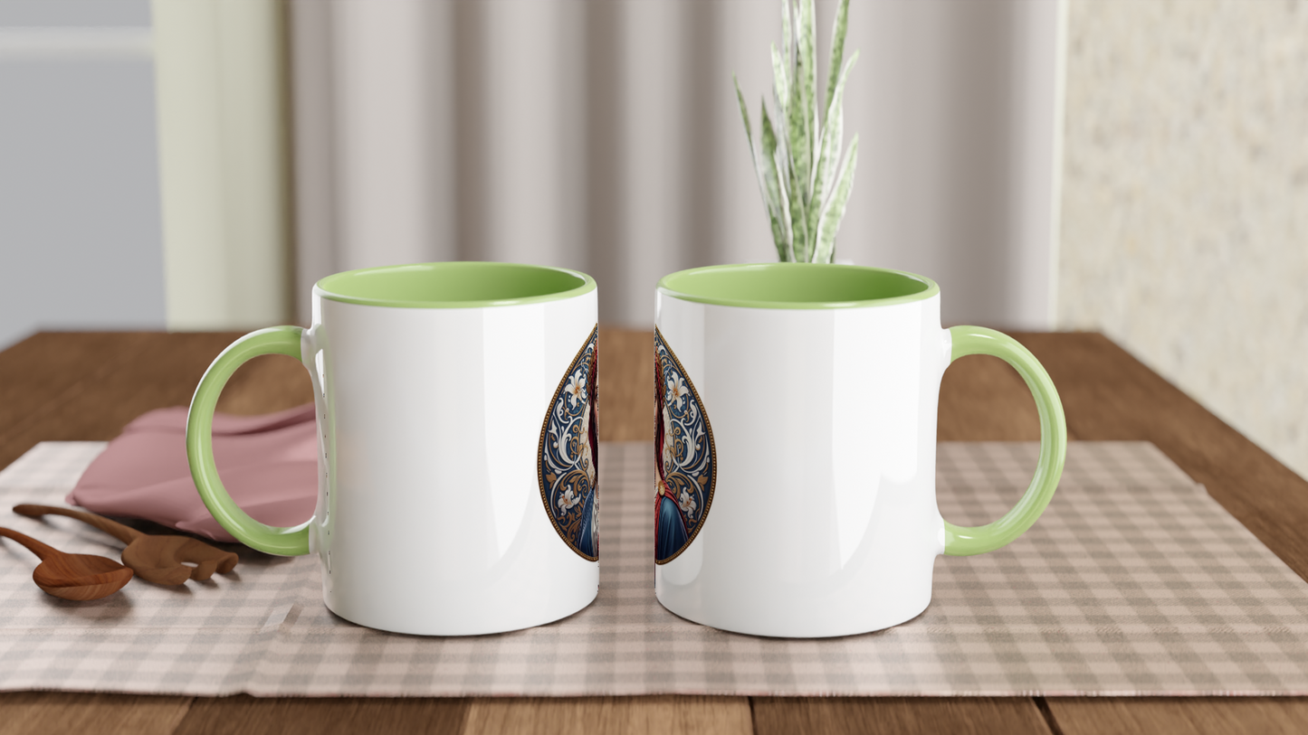 Ceramic Marianne White Mug, 325 ml (11 oz), with colored interior
