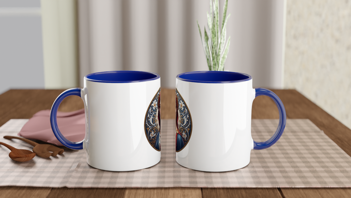 Ceramic Marianne White Mug, 325 ml (11 oz), with colored interior