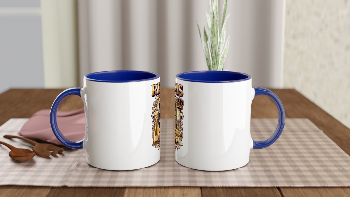 Mug en céramique Reims ville de France blanche 325 ml (11 oz) avec intérieur coloré