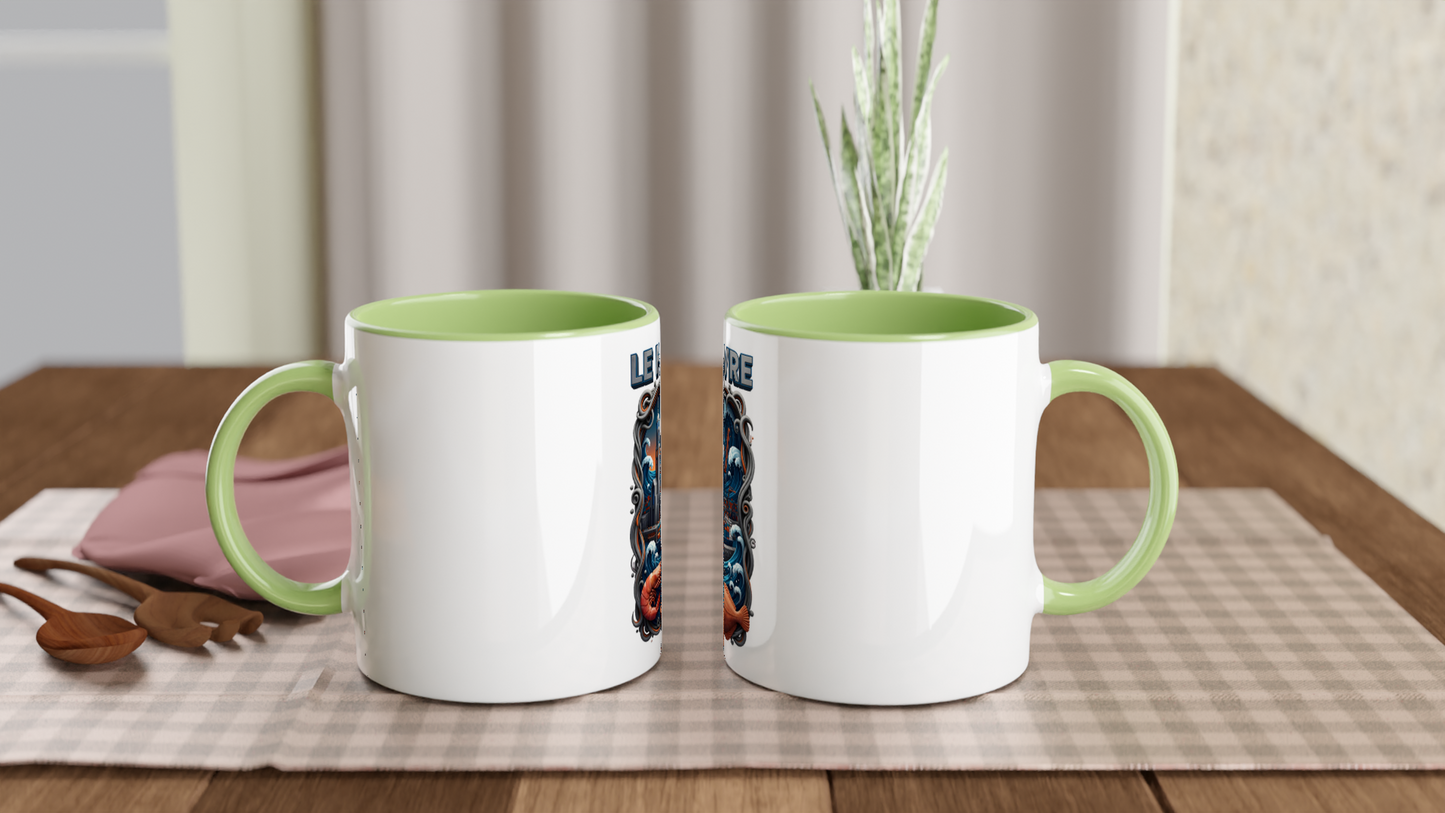Mug en céramique blanche le Havre ville de France 325 ml (11 oz) avec intérieur coloré