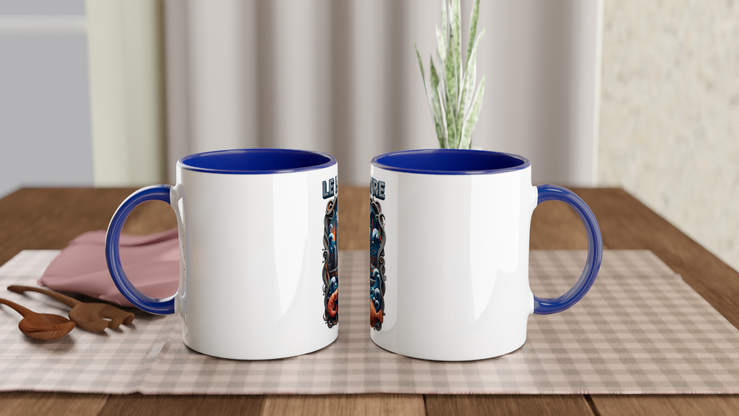 Mug en céramique blanche le Havre ville de France 325 ml (11 oz) avec intérieur coloré