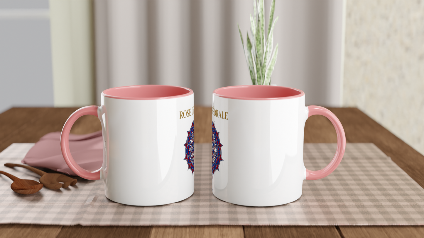 Weiße Kathedrale rosa Keramikbecher 325 ml (11 oz) mit farbiger Innenseite