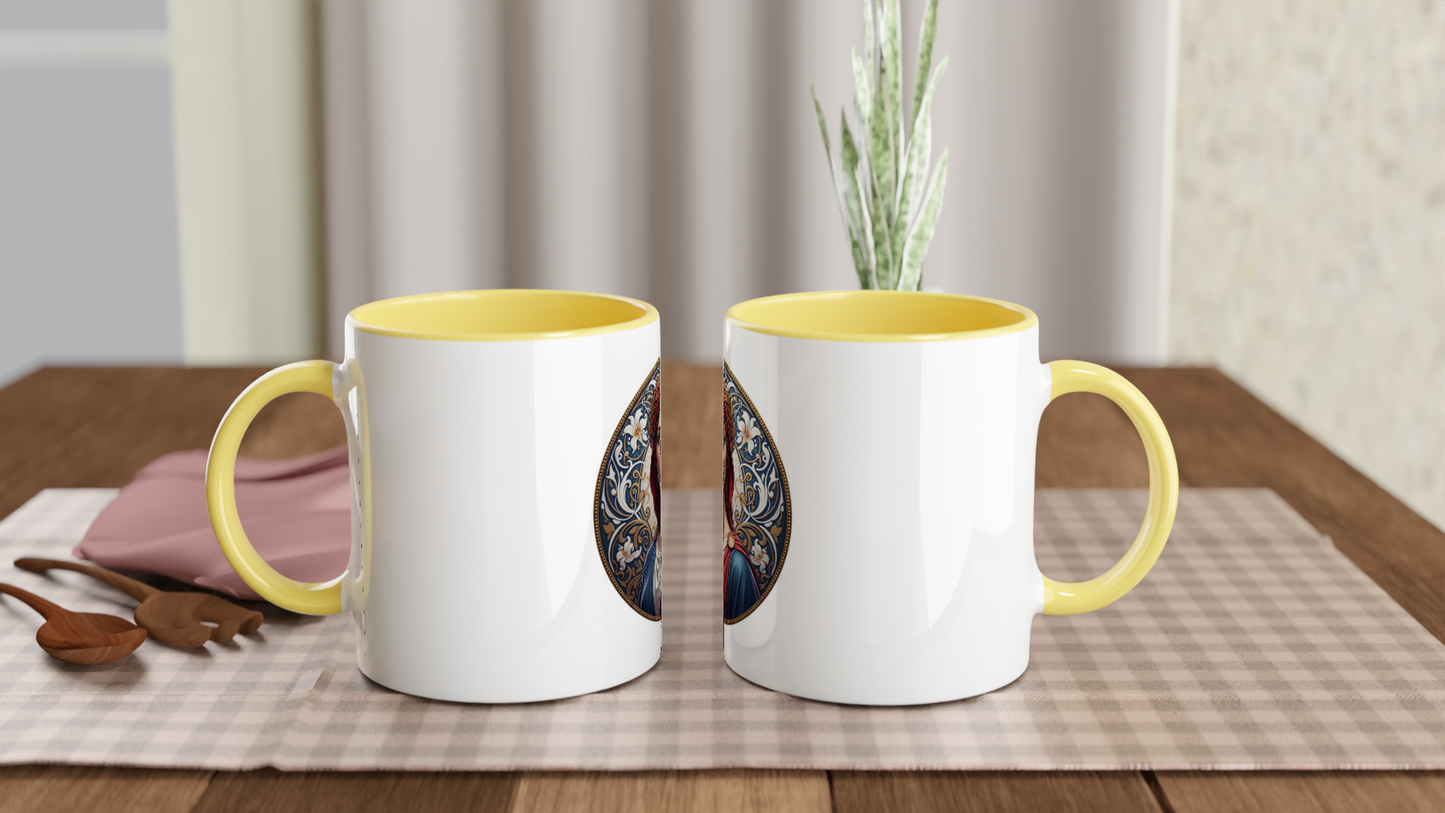 Ceramic Marianne White Mug, 325 ml (11 oz), with colored interior