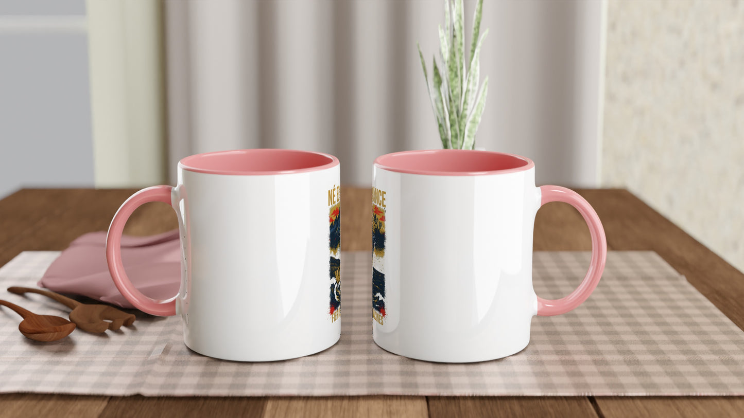 Mug en céramique  né en France  blanche  325 ml (11 oz) avec intérieur coloré