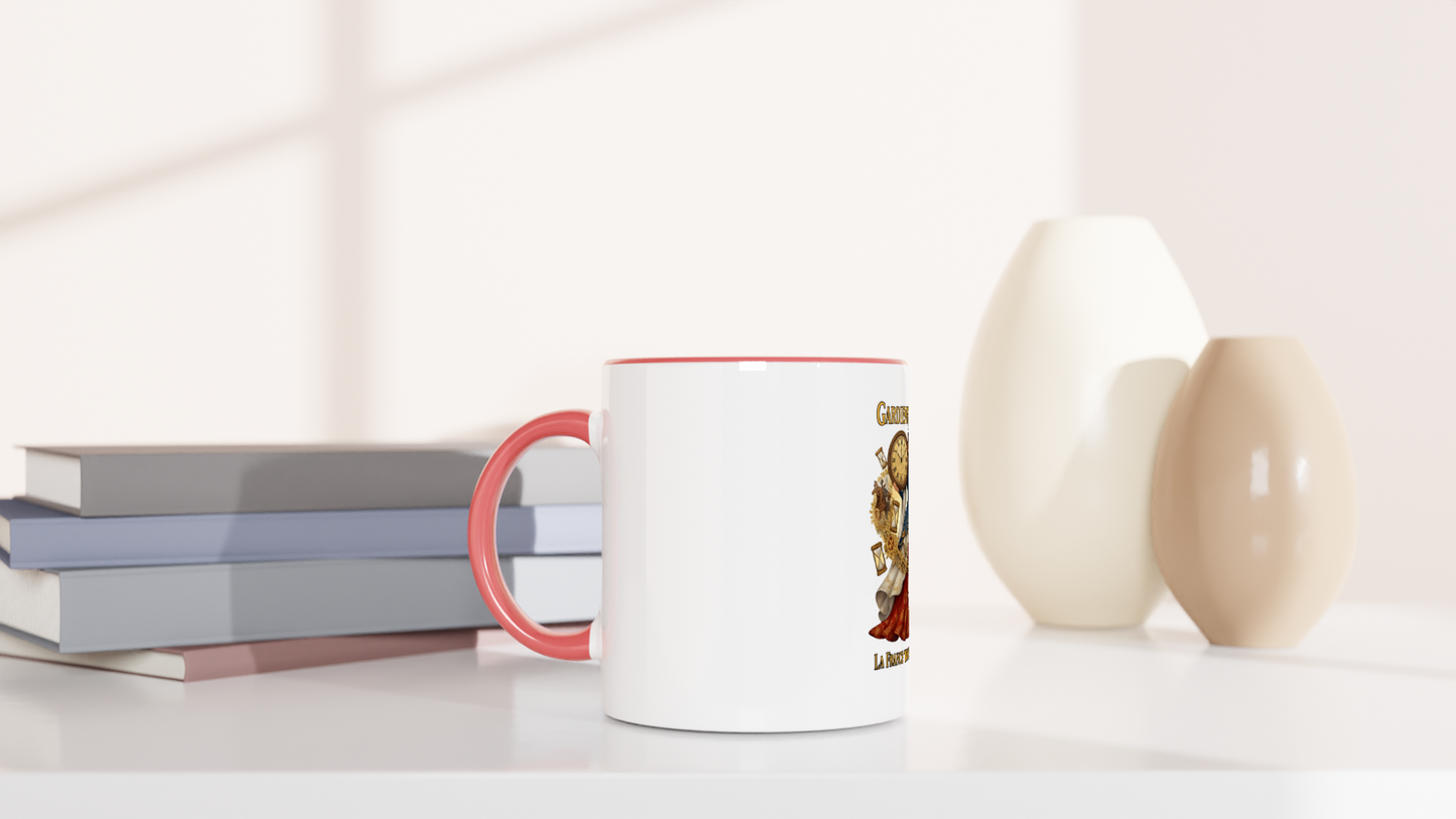 Mug en céramique blanche gardienne du temps  325 ml (11 oz) avec intérieur coloré