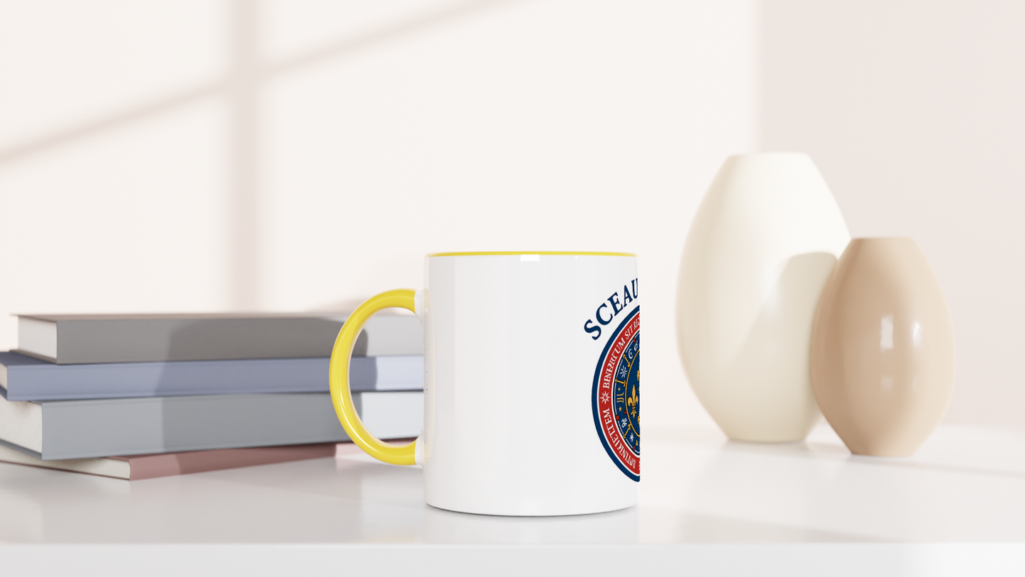 Keramiktasse „Das Siegel des Königs“ weiß, 325 ml (11 oz) mit farbiger Innenseite