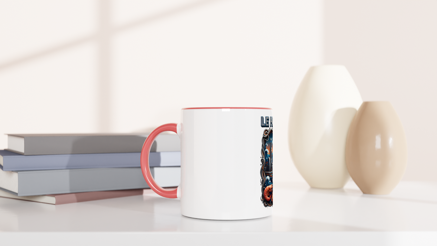 Mug en céramique blanche le Havre ville de France 325 ml (11 oz) avec intérieur coloré