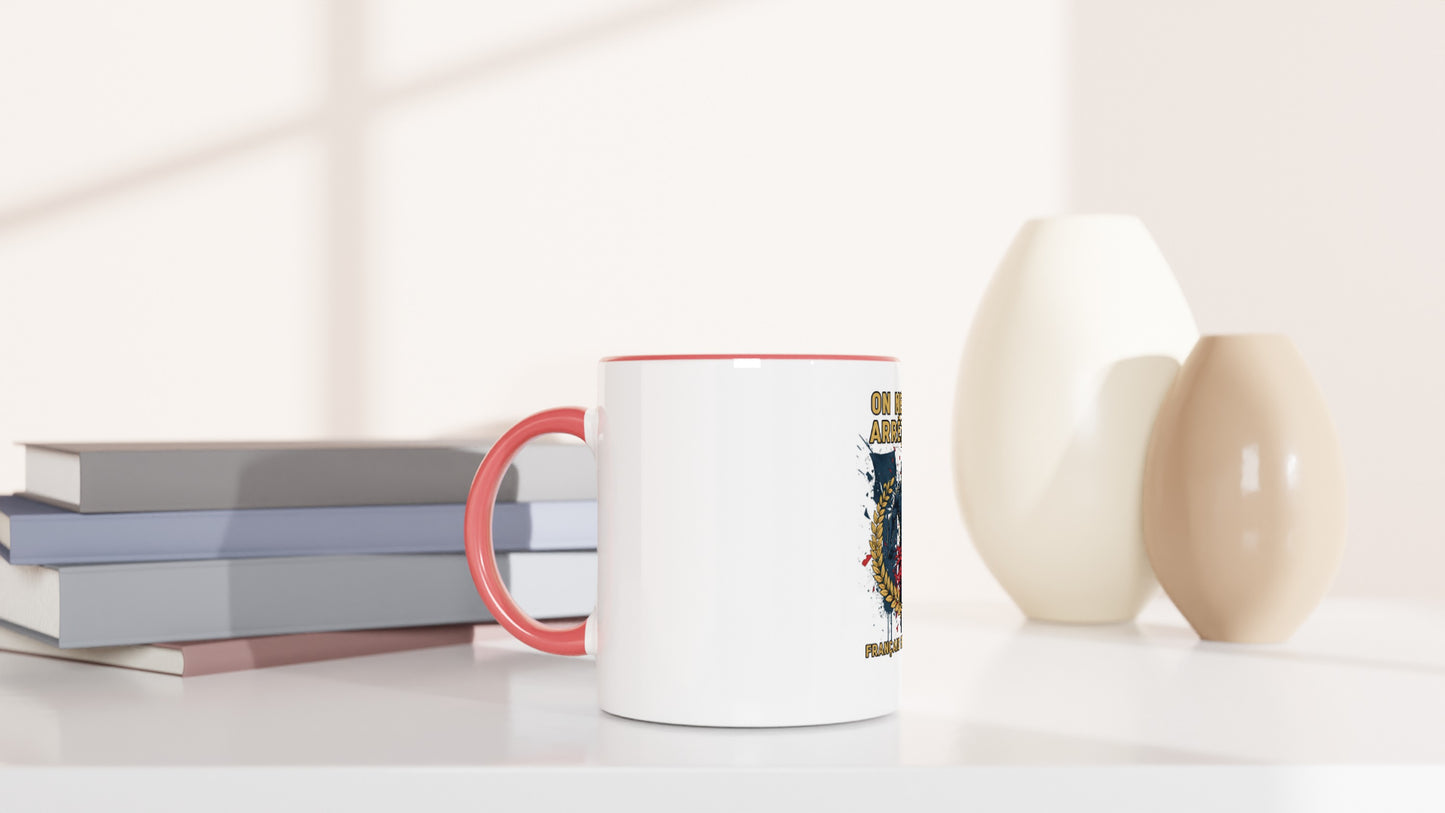 Mug en céramique on nous arrête pas  blanche 325 ml (11 oz) avec intérieur coloré