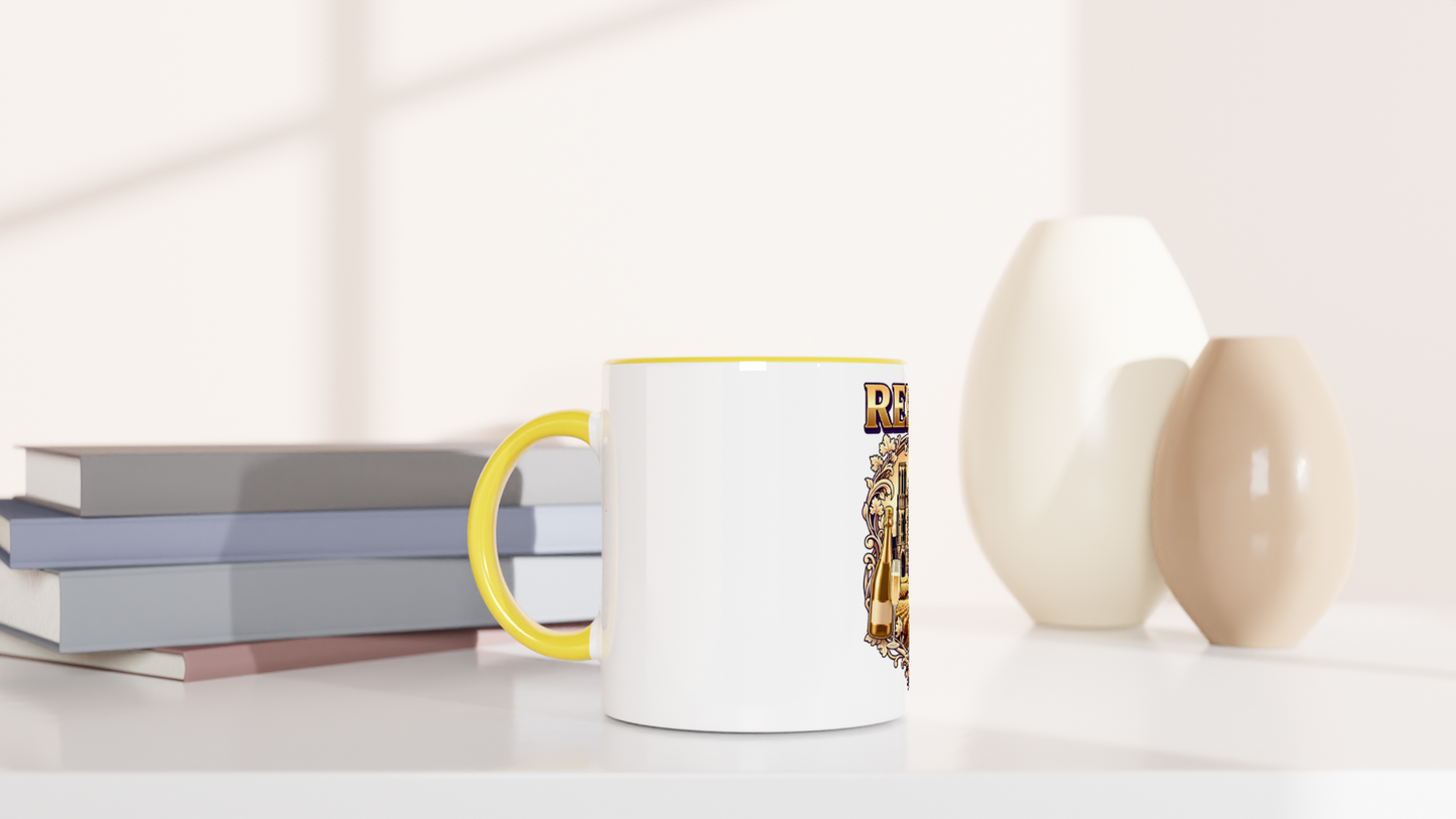 Mug en céramique Reims ville de France blanche 325 ml (11 oz) avec intérieur coloré