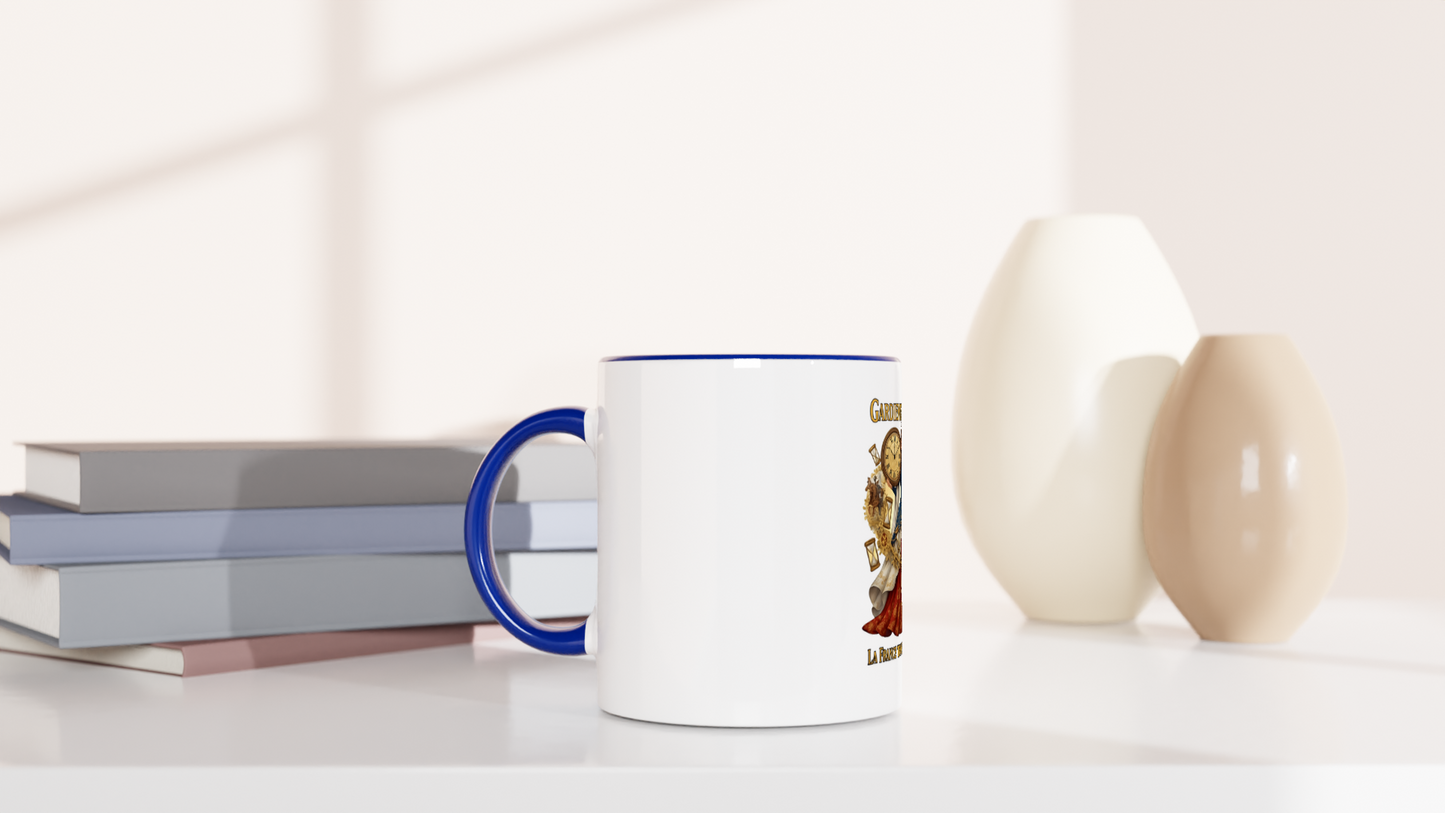 Mug en céramique blanche gardienne du temps  325 ml (11 oz) avec intérieur coloré
