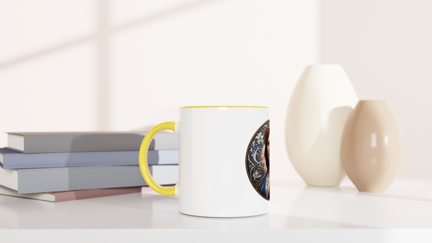Ceramic Marianne White Mug, 325 ml (11 oz), with colored interior