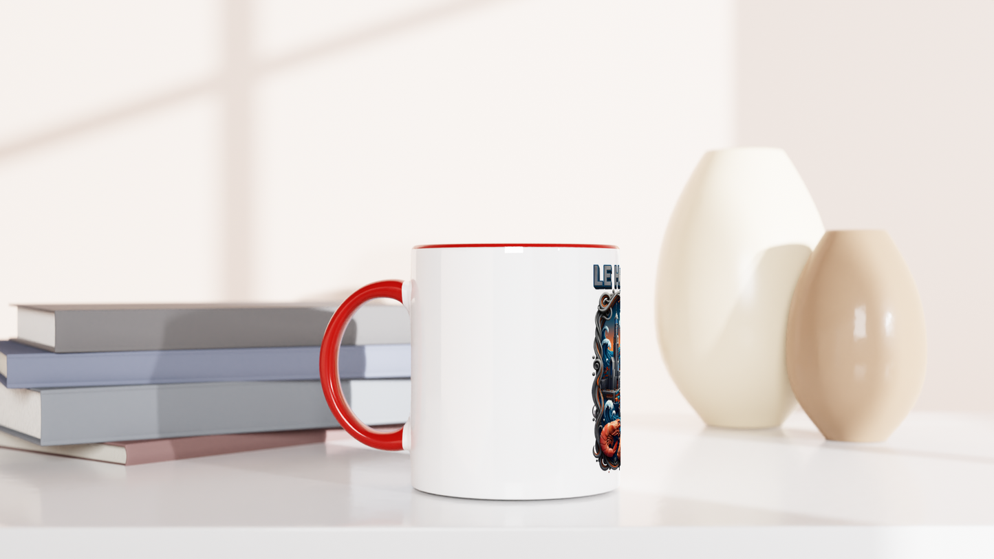 Mug en céramique blanche le Havre ville de France 325 ml (11 oz) avec intérieur coloré