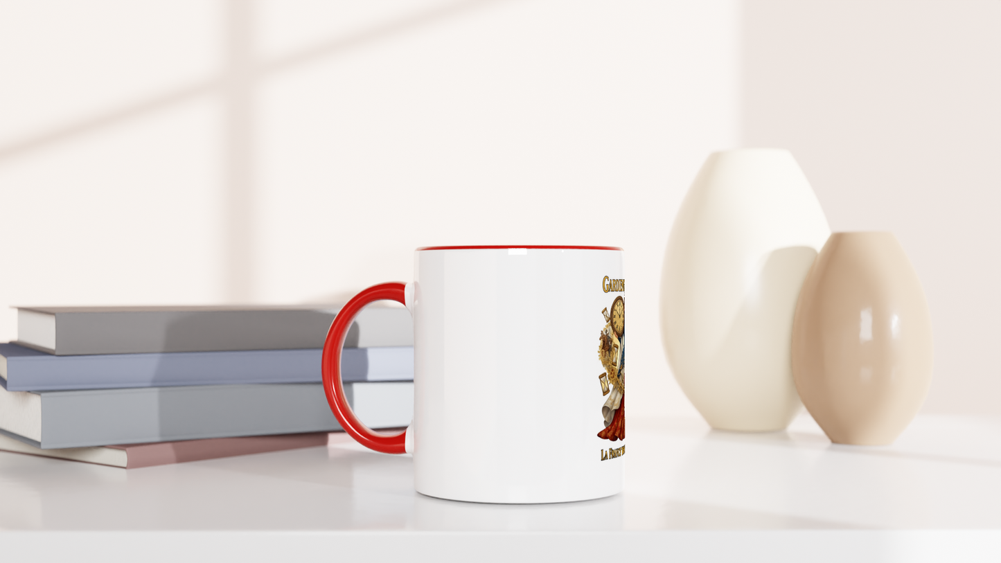 Mug en céramique blanche gardienne du temps  325 ml (11 oz) avec intérieur coloré