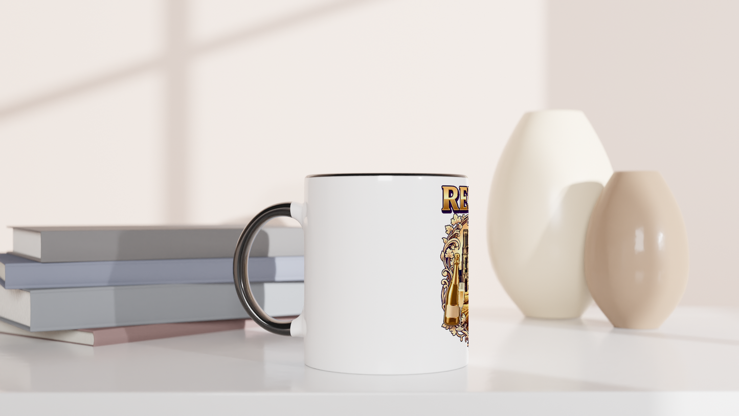 Mug en céramique Reims ville de France blanche 325 ml (11 oz) avec intérieur coloré