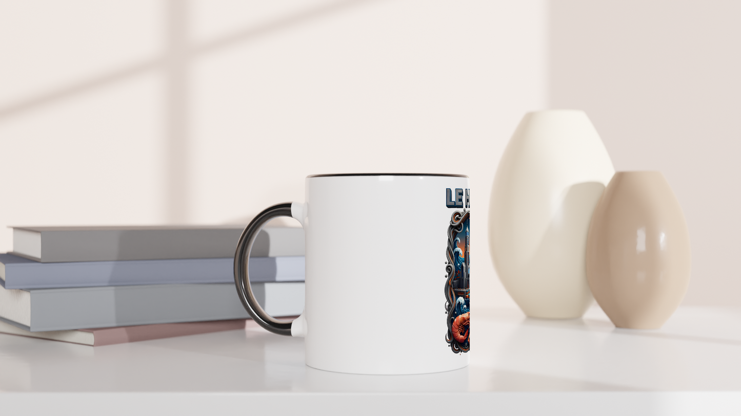 Mug en céramique blanche le Havre ville de France 325 ml (11 oz) avec intérieur coloré