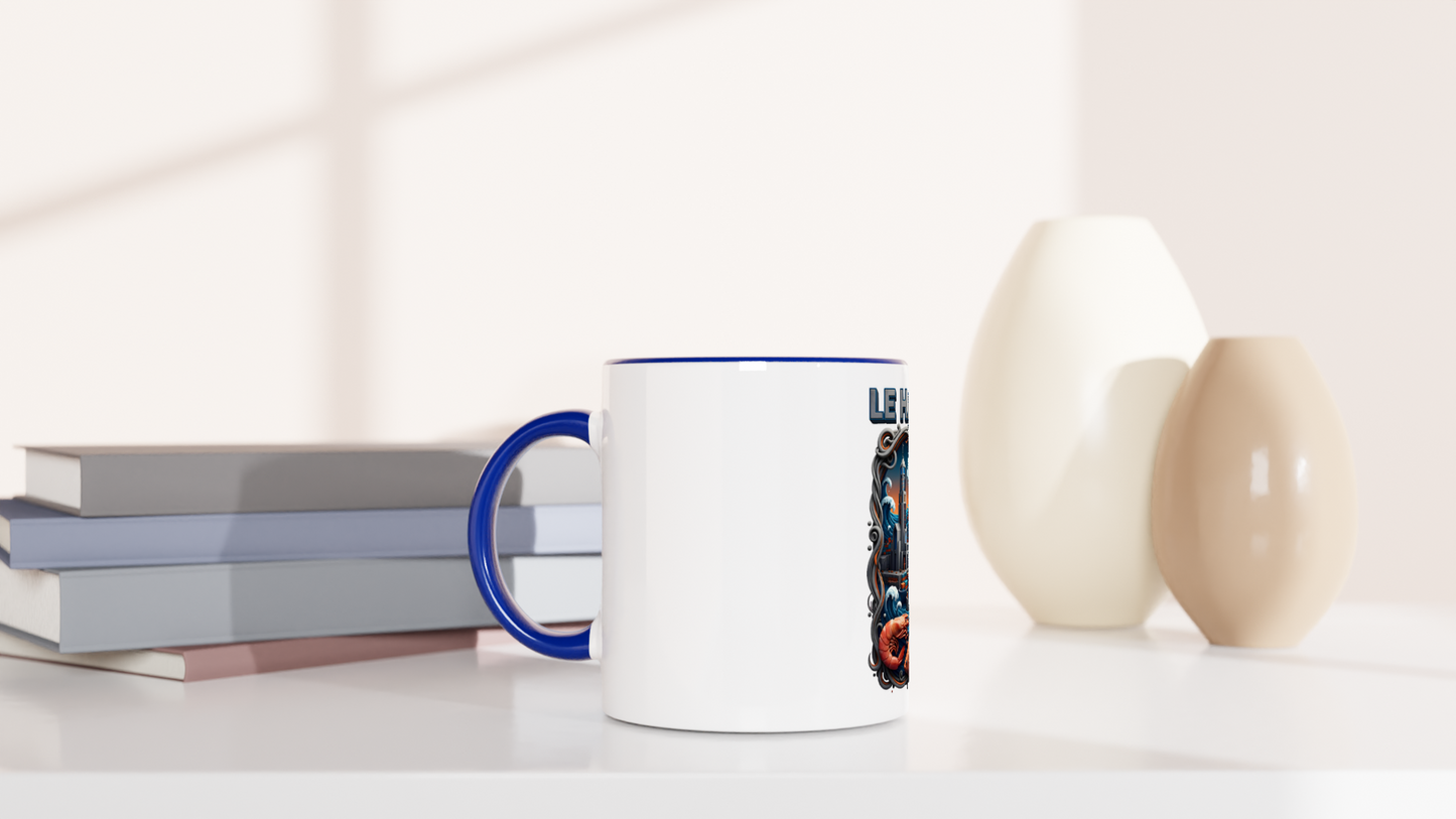 Mug en céramique blanche le Havre ville de France 325 ml (11 oz) avec intérieur coloré