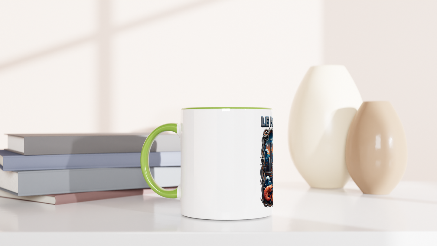 Mug en céramique blanche le Havre ville de France 325 ml (11 oz) avec intérieur coloré